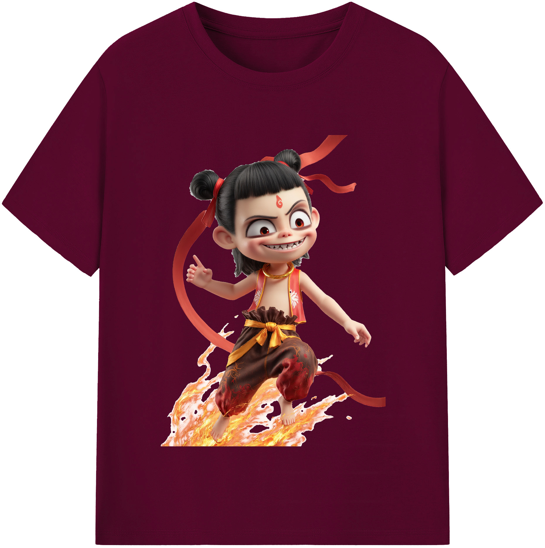 （画像用） Ne Zha 2 ナタ 魔童の大暴れ レディースカジュアルプリントTシャツ（綿100％）